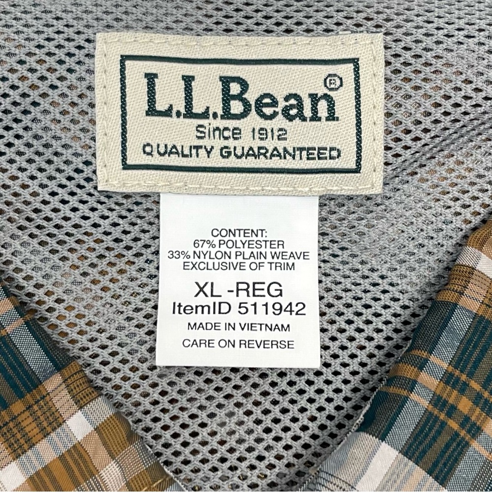 L.L. Bean Size XL Mens Short-sleeve Plaid Shirt Button-down - Picture 8 of 11